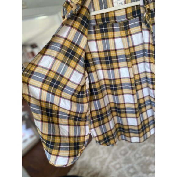 American Eagle Plaid Flannel Shirt AhhMazingly Soft Boyfriend Fit Yellow Cozy - Picture 4 of 7